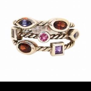 David Yurman Three Layer Berry Confetti Sterling Silver Ring